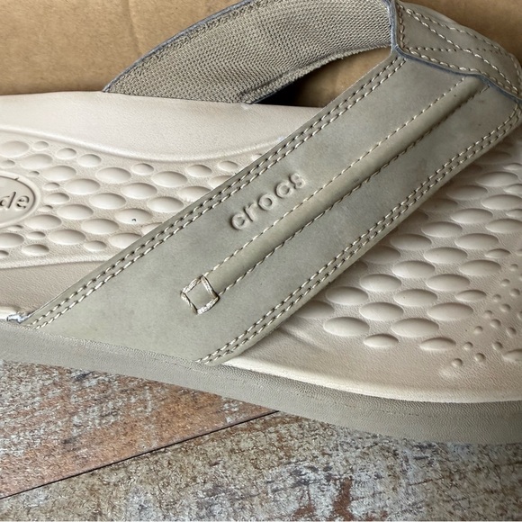 Crocs Men’s Flip Flops Size 13 Yukon Vista II LiteRide khaki Slip On Thong - Picture 5 of 13